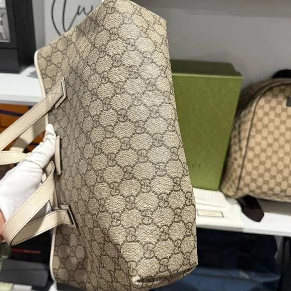 Gucci Tote Bag GG Logo Handbag GG Supreme Ivory - Picture 8 of 9